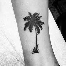 Black Ink Solid Palm Tree Simple Lower Leg Tattoos For Guys Tree Tattoo Black Tree Tattoo Men Palm Tree Tattoo