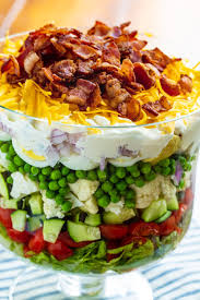Top with red onion, celery, and peas. Seven Layer Salad Spicy Southern Kitchen