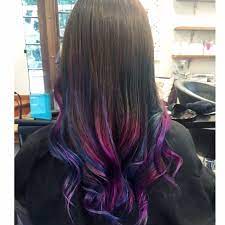 Purple Blue And Pink Ends On Balayage Ombre Blue Ombre Hair Blue And Pink Hair Balayage Hair Blonde Long