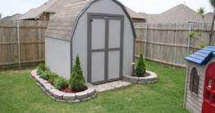 Mulch 2 Sheds In Small Backyard Shed Landscaping Backyard Storage Sheds Shed Makeover