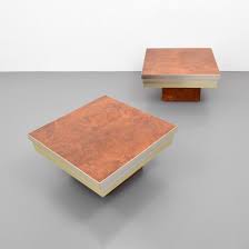 Coffee table signed by pierre cardin. Burl Wood Coffee Table Pair Of Pierre Cardin Burl Wood And Chrome Side Tables Dallas Moderne