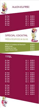 Getränkekarten für die gastronomie bestellen. Getrankekarte Vorlage Fur Restaurants Bars Cafes