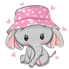 Cute Elephant In Panama Hat Isolated On A White Background Cute Cartoon Elephant In A Pink Pa Baby Elephant Drawing Cute Elephant Cartoon Baby Animal Drawings