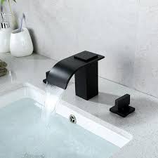 To replace the bathroom tub faucets, title: Black Brass Split Bathtub Faucet Double Handles Waterfall Bathtub Tap