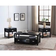 Groce 3 Piece Coffee Table Set Black Living Room Table Coffee Table Setting Black Living Room