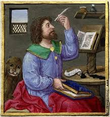 evangelist with lion book of hours illuminated manuscript mark the evangelist