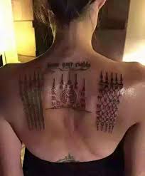 Many westerners like to use cambodian tattoos for cosmetic. Angelina Jolie Gets New Khmer Tattoos In Siem Reap Cambodia From Thai Tattooist Ajannoo Kanpai Cambodia Expats Online Forum News Information Blog