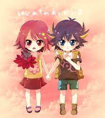 Awww Akiza And Yusei As Kids Yugioh Anime Anime Love Couple