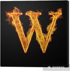 Illustration of decorative alphabet with capital and small letter w and dust particle effect. Leinwandbild Feuer Alphabet Buchstaben W Pixers De