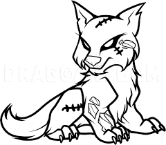 Next, sketch the legs, tail, ears, and neck. How To Draw A Zombie Wolf Zombie Wolf Step By Step Drawing Guide By Dawn Dragoart Com
