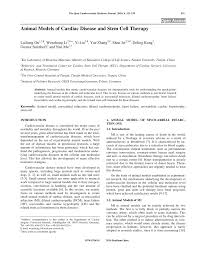 Pdf Animal Models Of Cardiac Disease And Stem Cell Therapy
