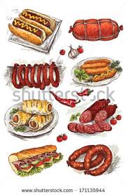 Set Of Hand Drawing Sausage Food Illustrations Food Drawing Food Concept