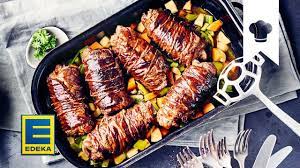 Rinderrouladen Rezept Rouladen Mit Speck Und Gurkenfullung Edeka Youtube