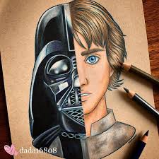 Anakin Skywalker As Darth Vader Vs Luke Skywalker Drawing By Dada16808 Instagram Starwars Disney Drawings Disney Pictures Drawings