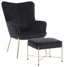 Defined by its chic, contemporary lines and a gorgeous array of nailhead studs, the chair features a clean design of. Izzy Contemporary Lounge Chair And Ottoman Set Gold Metal By Lumisource Midcentury Armchairs And Accent Chairs By Lumisource Houzz