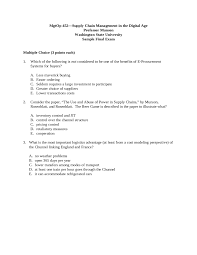 Learn how to manage and harness the dynamics and interaction. Sample Final Exam Questions Supply Chain Management In The Digital Age Mgtop 452 Docsity