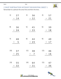 Take a look at our double digit subtraction worksheets to help your child learn and practice their subtraction skills without regrouping. 2 Digit Subtraction Without Regrouping Worksheets