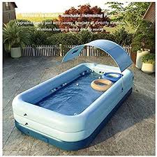 Amazon Com Akaho Inflatable Swimming Pool With Sunshade Canopy Family Pool With One Button Automatic Inflat In 2020 Inflatable Lounge Pool Inflatable Pool Pool Canopy