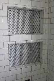 Black And White Penny Tile Floor Bathroom Subway Tile Penny Round Dark Gray Grout Updating House Vintage Tile Floor Bathrooms Remodel