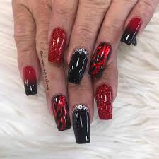 Updated 35 Stunning Red And Black Ombre Nails August 2020 Pagesbusinessesbeauty, cosmetic & personal carenap beautyvideosmatt black flames and checkered print using acrylic and gel.