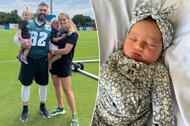 Eagles star Jason Kelce welcomes third child with wife Kylie, reveals baby's name