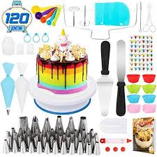 Popolic Plateau Tournant De Gateaukit De Patisserie 120pcs Decoration Professionnel Ustensiles E Decoration Patisserie Decorations De Gateaux Decoration Gateau