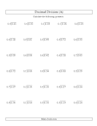 On this page you find introduction to decimals worksheets, decimal operation worksheets, decimal word problem worksheets, decimal conversion in percents and studying and teaching decimals is done by integrating many core math topics such as: Decimals Worksheet Vertical Decimal Division Range 0 1 To 0 9 All Decimals Division Worksheets Decimals Worksheets