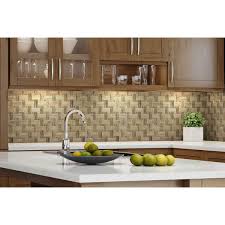 Unfortunately when we had our countertops installed we ordered a small backsplash that comes part… Elida Ceramica Wooden 12 In X 12 In Glazed Porcelain Basketweave Mosaic Wall Tile The Last Inventory