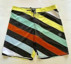 Vissla Board Shorts Swim Trunks Striped Blue Yellow Orange Mens 36 Vissla Boardshorts Swim Shorts Mens Swim Trunks Board Shorts