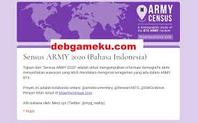 Semoga artikel ini dapat membantu bagi fans bts. Census Army Bts 2020 Bahasa Indonesia Debgameku