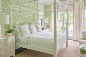 Have your heart set on a photo wallpaper for your walls, then here's the right place to look for it. White And Green Bedroom With White Canopy Bed Transitional Bedroom