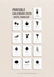 Monthly Calendar 2020 Printable Kitchen Calendar Pages Etsy Calendar Calendar 2020 Calendar Pages