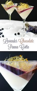 Lavender Chocolate Panna Cotta With Blueberry Jello Lavender Macarons Chocolate Panna Cotta Fancy Desserts Gourmet Desserts
