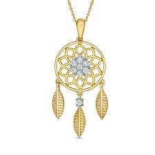 Diamond Accent Dreamcatcher Pendant In Sterling Silver And 14k Gold Plate Zales Dreamcatcher Pendant 14k Gold Plated Pendant