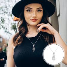 Crystal Pendant Jewelry for Women Charm Necklace Chain Empty Stone Holder