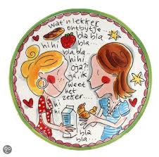 Blond Amsterdam Bord 22 Cm Tekst Groen Even Bijkletsen Blond Amsterdam Blond Amsterdam