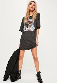 Missguided Printed Graphic Rock Jersey T Shirt Dress Grey T Shirt Dress Uk Dresses Long Tshirt Dress