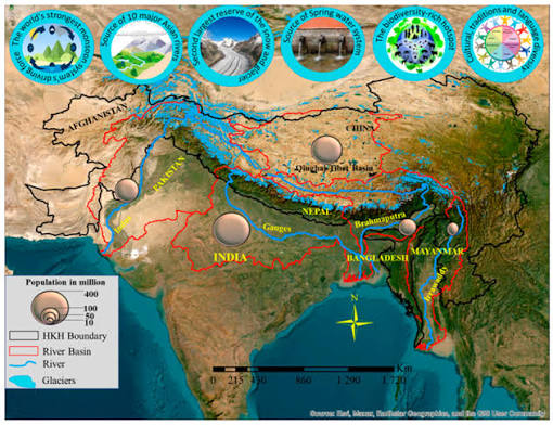 Map of the Hindu Kush Himalayan region and the sub-watersheds Indus,... |  Download Scientific Diagram