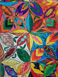 Filzstifzeichnung Herbst Blatter Als Mosaik Aneinandergereiht Herbst Blatter Kunst Mosaik