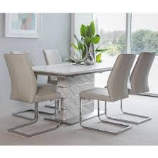 Toughened glass is designed to break into granular pieces on rare occasions a small kitchen table and chairs in a bright metallic shade can really liven up a room. Luisa Dining Table In White Marble Effect With 6 Presto Chairs Sale
