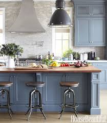 A Casual Comfy Bachelor Pad Blue Gray Kitchen Cabinets Blue Kitchen Cabinets Grey Kitchen Cabinets