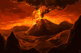 Volcano By Susiron Watch Digital Art Drawings Paintings Landscapes Scenery C 2013 2017 Susiron Volcano Drawing Grass Painting Painting
