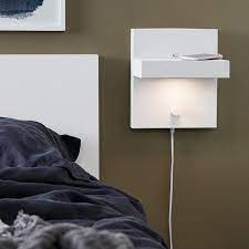 Now offered with a usb charging port, the light proves to be an. Kubik Shelf With Led Wall Light With Plug And Usb Charging Port White Wall Lights Bedside Wall Lamp Direct Lighting