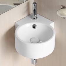 Ceramica Ii 17 32 Round Wall Mounted Corner Bathroom Sink With Overflow Corner Sink Bathroom Wall Mounted Bathroom Sinks Sink