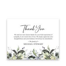 Use the back of the memorial card to tell a short story of the person's life, print a hymn or list the funeral program and participants. Bereavement Funeral Thank You Card Template Fig Laurel