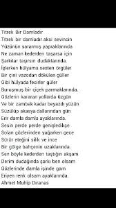 Titrek Bir Damladir Aksi Sevincin Ahmet Muhip Dranas Guzel Soz Siir Edebiyat