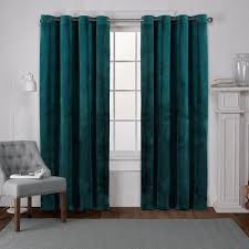 teal curtains window treatments