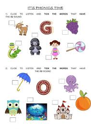 phonics g o sounds worksheet