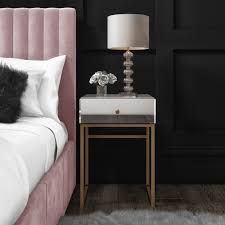 Globe west elle round side table modern furniture buy your side tables online or in store. Lola Mirrored Single Drawer Bedside Table With Rose Gold Legs Furniture123