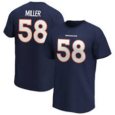 Orders ship same day or next business day! Denver Broncos Fanatics Branded Iconic Name Number Graphic T Shirt Miller Mens